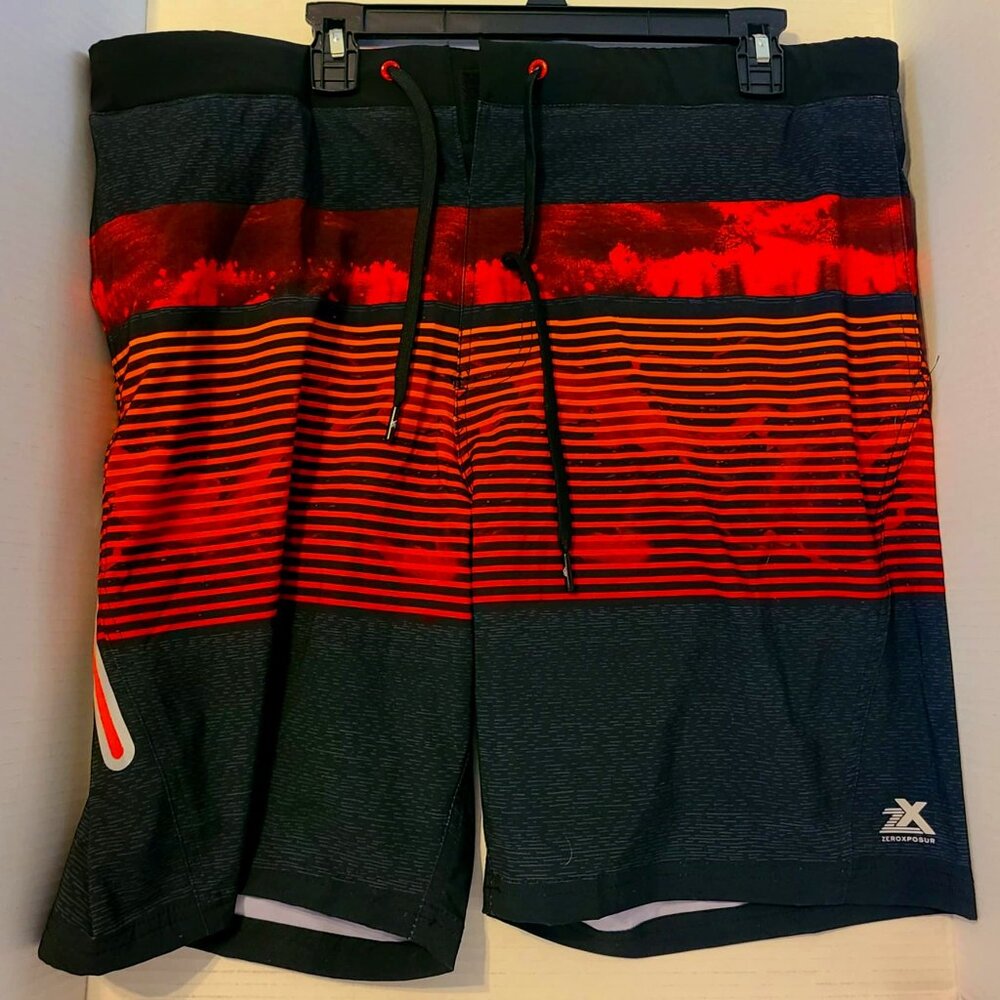 Zeroxposur Red Shore Swimming Trunks board shorts Red/Black Size XL Men's NWT